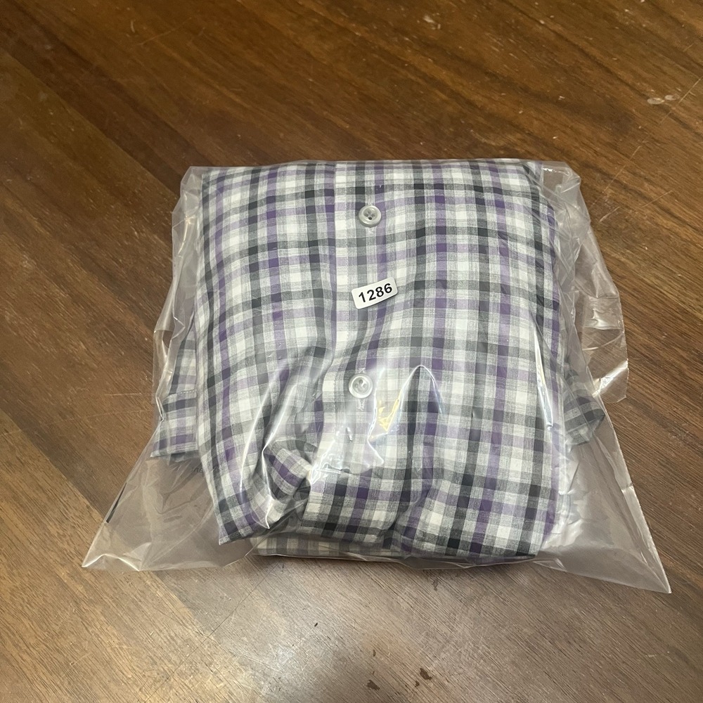 Peter Millar Shirt Mens M Purple Plaid Check Button Down Long Sleeve Cotton - Picture 13 of 13